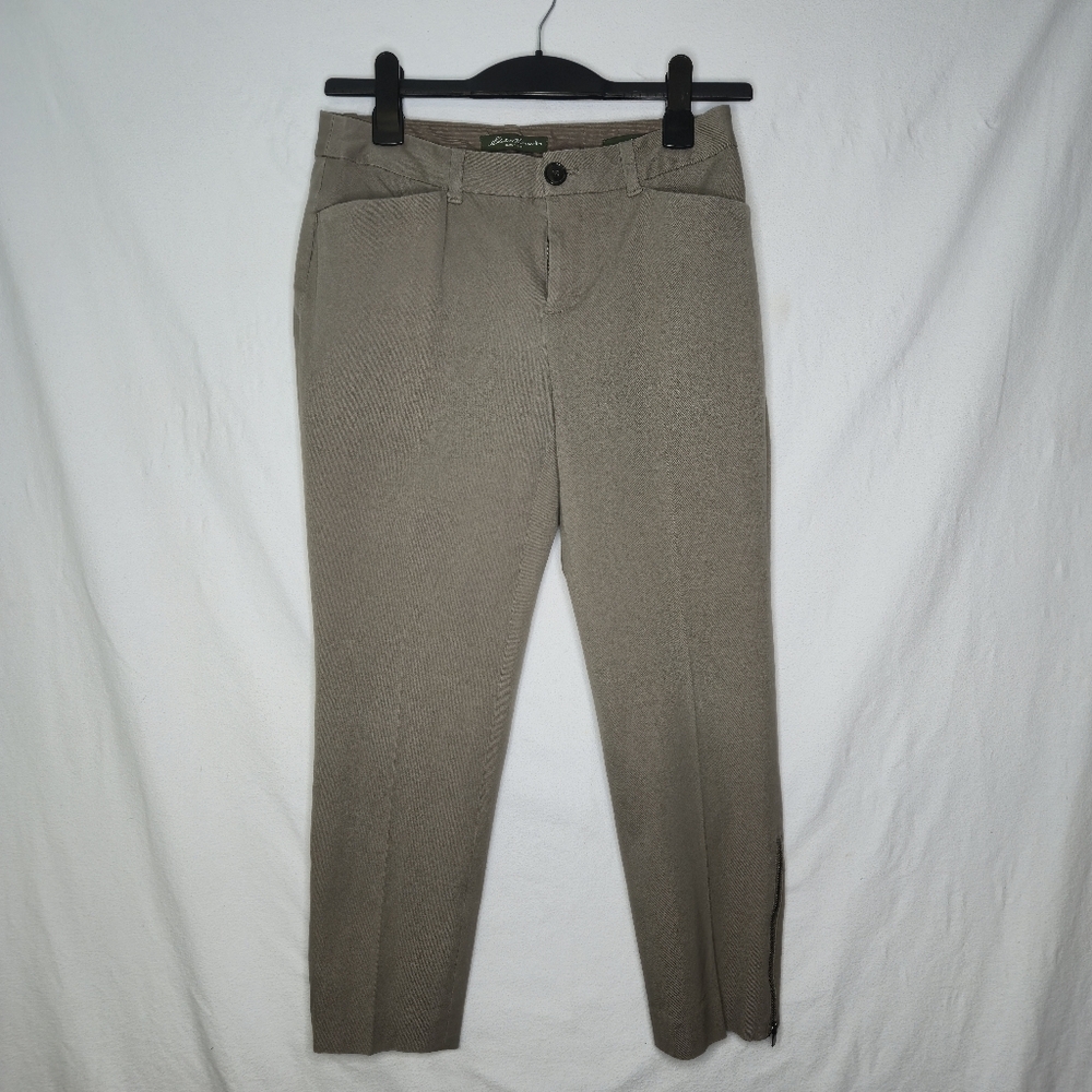 Eddie Bauer Ladies Blakely Fit Zipper Leg Khaki Beige Pants Size 2